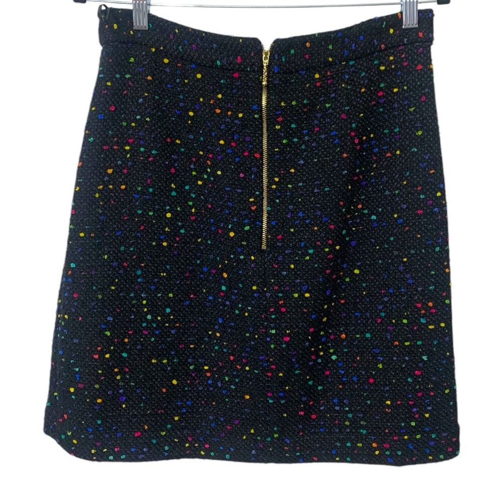 Kate Spade Black Wool Blend Tweed Pencil Skirt Multi Color Pop Speckle sz 10 - Picture 3 of 8